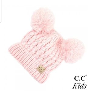 C.C.Beanie Double Pompom Beanie Pale Pink